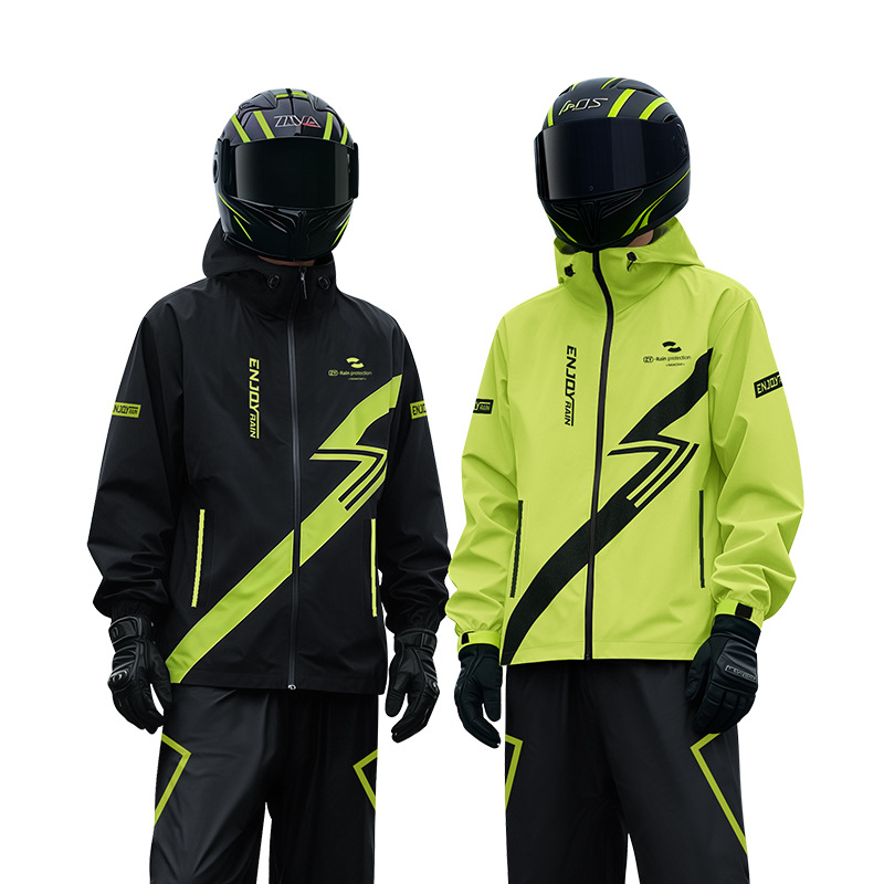 Motorcycle Gear Full Suit - ชุดเสื้อกันฝนและกางเกงกันฝนแบบหนา ป้องกันฝนตกหนัก สำหรับขี่มอเตอร์ไซค์ สะท้อนแสง แยกชิ้นได้ ชุดกันฝนสำหรับเดลิเวอรี่