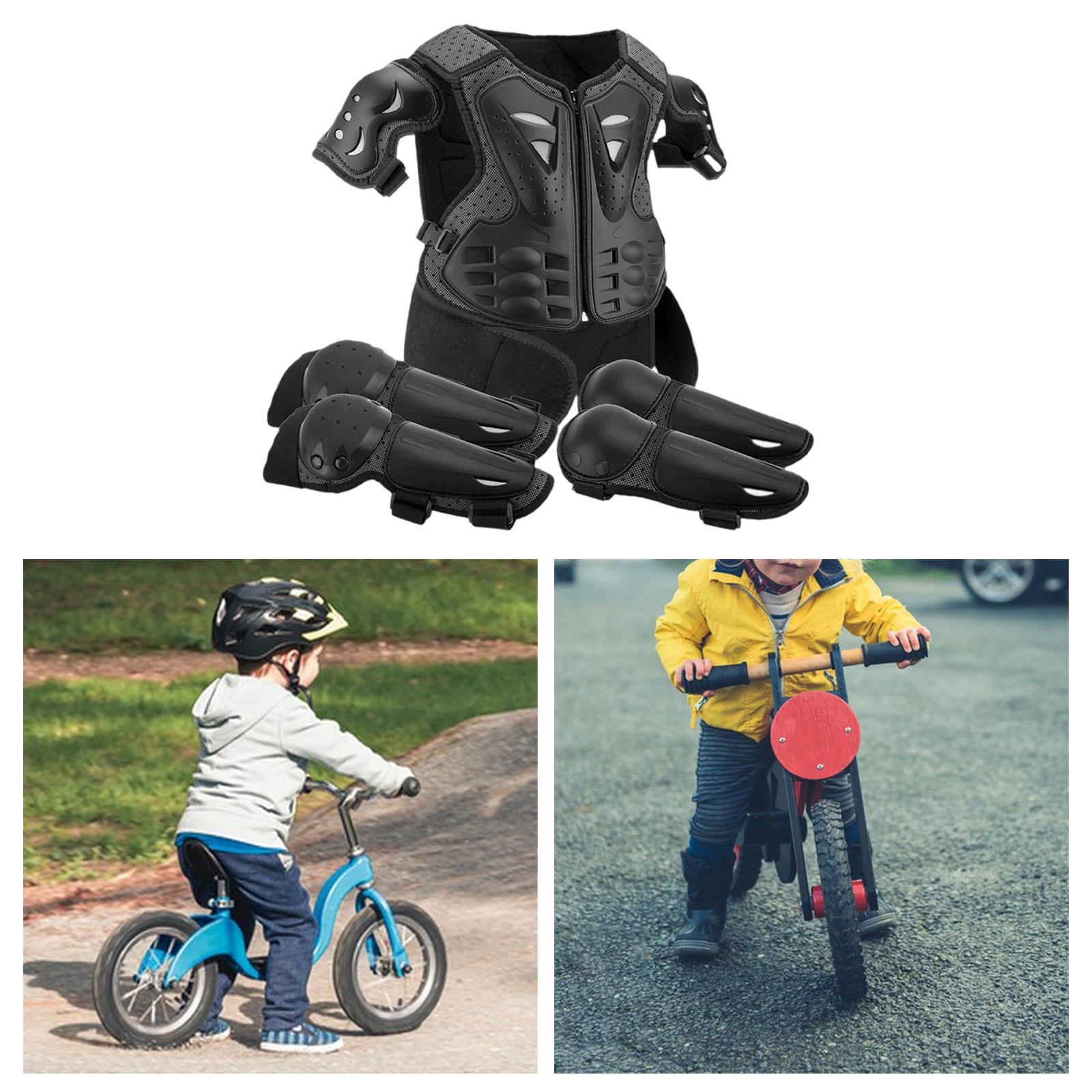 Motorcycle Gear Full Suit - ชุดเกราะป้องกันร่างกายสำหรับเด็กสำหรับขี่มอเตอร์ไซค์ พร้อมแผ่นรองเข่าและข้อศอก อุปกรณ์ป้องกันความปลอดภัยทนทานต่อการสึกหรอสำหรับการขับขี่ออฟโรด